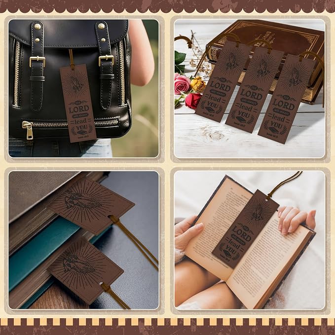 1PCS Leather Bookmark Bible Bookmarks for Reading Women Men Book Lovers Gifts, Stitched Religious Christian Bookmark Page Markers Inspirational Bible Verse Scripture Book Marks (Vintage-2-Prayer)