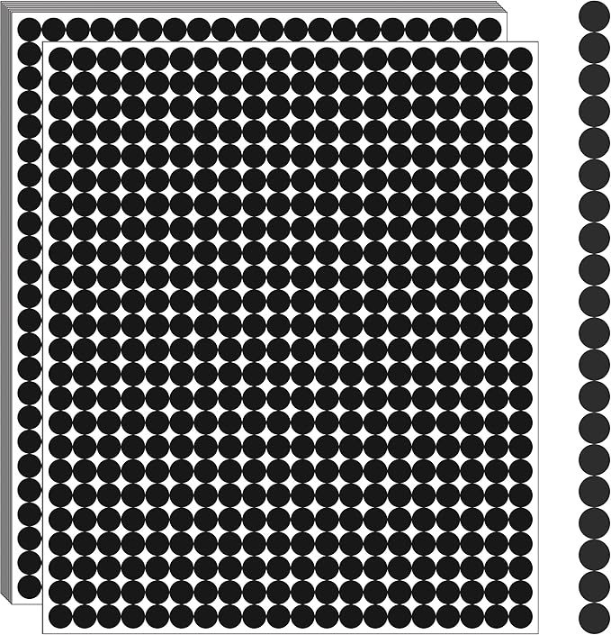 Black Round Circle Dot Stickers, 1/4 inch, 10000 PCS, Mini Tiny Colored Coding Labels for Office and Classroom