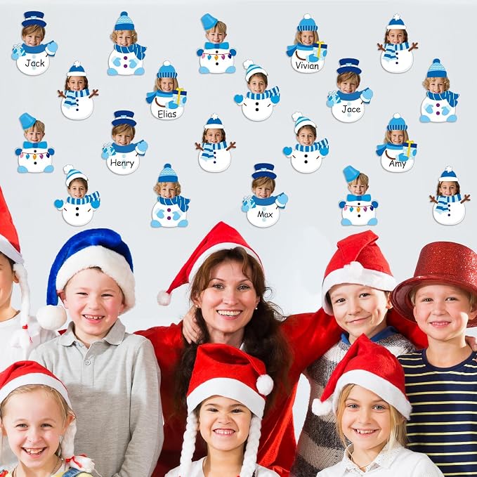 60Pcs Winter Snowman Paper Cutouts Bulletin Board Decorations Blue Snowman DIY Photo Picture Crafts Cutout Christmas Winter Classroom Supplies for Kids School Chalkboard Home Birthday Wall Decor