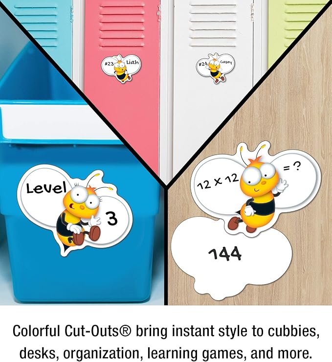 Carson Dellosa 45-Piece Buzz-Worthy Bee Bulletin Board Cutouts, Bumble Bee Cutouts for Bulletin Board, Spring Classroom Décor, Elementary and Seasonal Classroom Décor