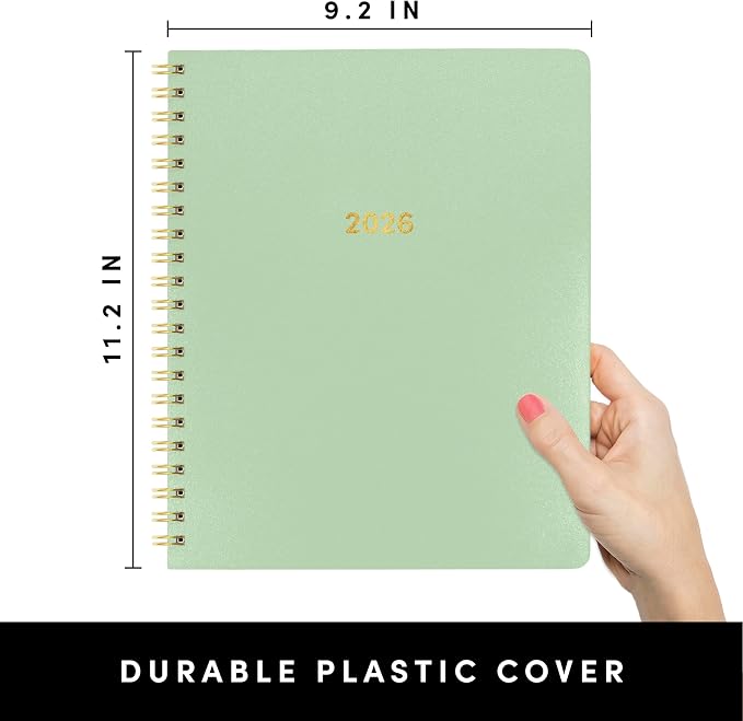 PAPERAGE 2026 Weekly & Monthly Planner, Jan-Dec 2026, 9.2x11.2in, Sage Green