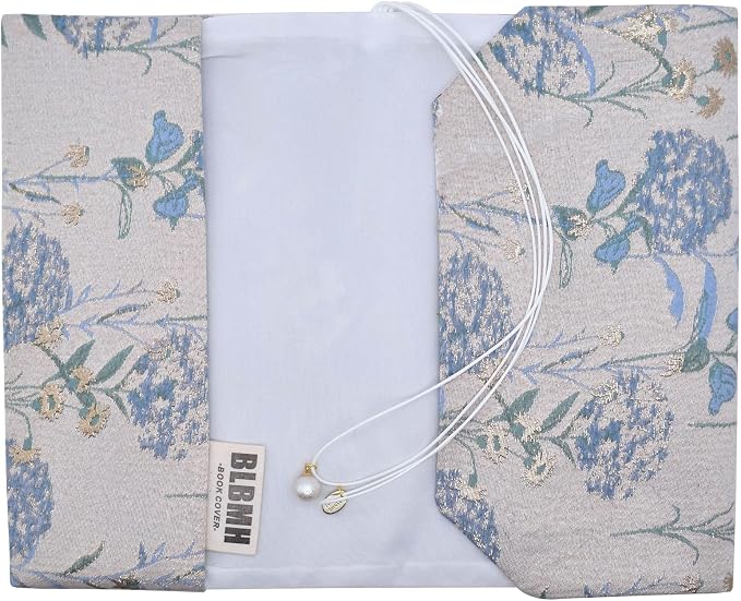 BLBMH 5x8 Book Cover | Handmade Non-Stretch Fabric Sleeve with Bookmark | for Paperback Bible Journal | Privacy Reading Gift for Women - Dandelions Blue