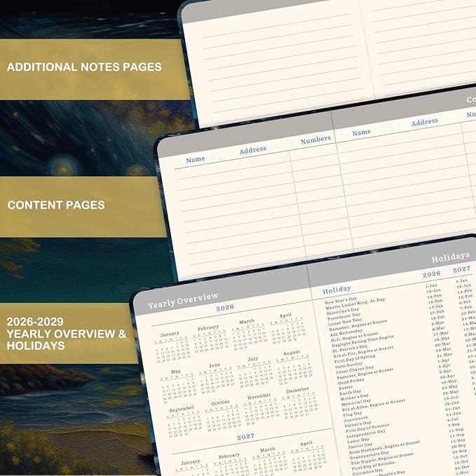 2026-2029 Pocket Planner - 3 Year Planner 2026-2029, July 2026 - June 2029, 6.3" x 3.8", Purse Calendar Planners 26-29, Monthly Pocket Calendar with 61 Note Pages, Pen Hold, Perfect Organizer for Purse