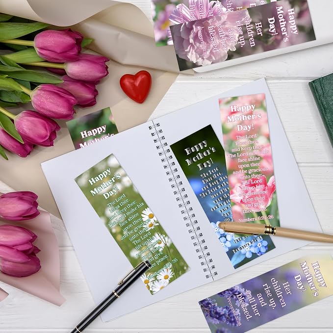 TICIAGA Mother Religious Christian Bookmarks - 60Pcs Floral Paper Bible Verse Bookmarks Gifts for Mom, Keepsake with Inspirational Scripture, Bulk Set for Church Events, Birthday and Daily Reading