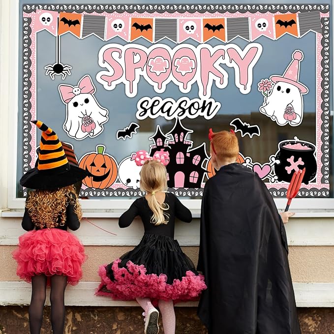 Halloween Ghost & Pumpkin Paper Cutouts - Spooky Season Decors for Classroom, Home & Party Wall