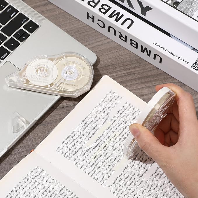 Zonon Correction Tape Cream Color Beige Corrective Tape Eraser 100 Feet Long for School Office Supplies Crafting, Note Taking, Journal, Case Color May Vary(2 Pieces)