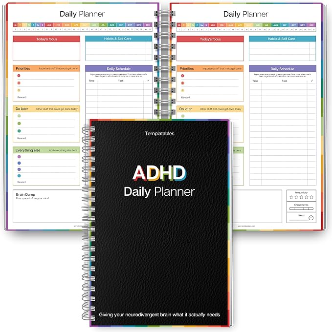 ADHD Daily Planner for Neurodivergent Adults - Productivity Daily Planner & Task Management to Stay Organized and Focused (Colorful)