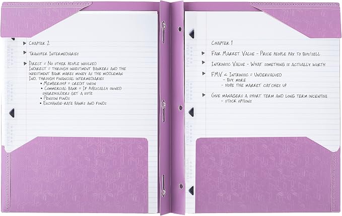 Five Star 2-Pocket Folder, Plastic Folder with Stay-Put Tabs and Prong Fasteners, Holds 8-1/2" x 11" Paper, Amethyst Purple (38750)