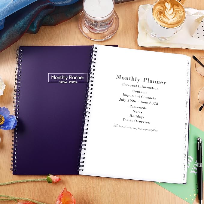 2026-2028 Monthly Planner - Monthly Planner from July 2026 - June 2028, 2-Year Planner 2026-2028 with Tabs, Inner Pocket