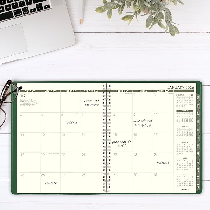 AT-A-GLANCE 2026 Planner, Monthly, 9" x 11", Large, Recycled, Green (70260G6026)