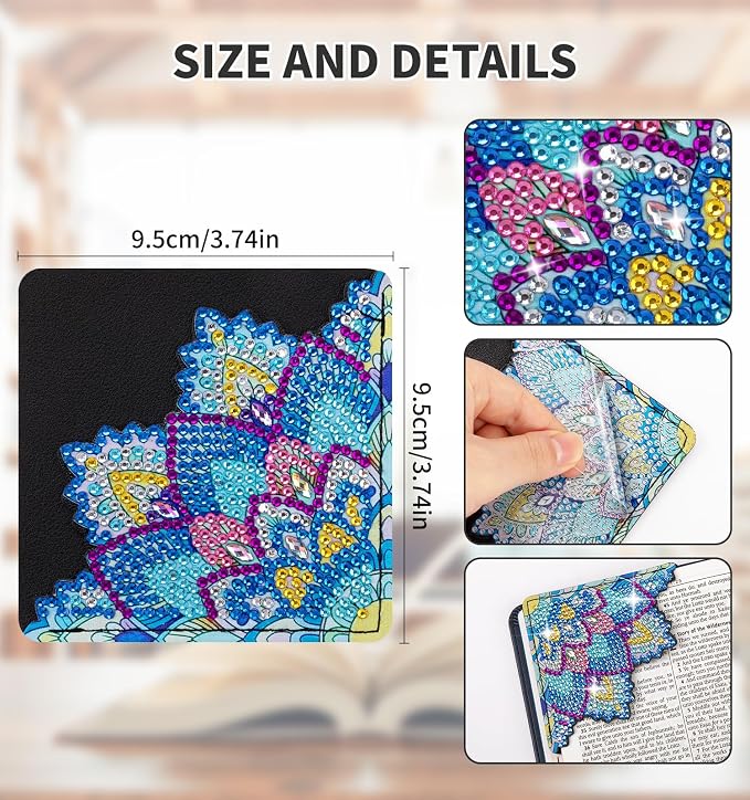 6 PCS Diamond Art Bookmarks, Diamond Painting Bookmarks for Book Lovers DIY Bookmark Corner Bookmark Adults Crafts Art Kits for Adults Kids Home Office