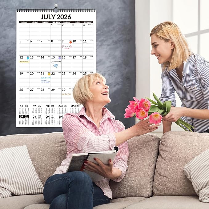 Forvencer 2026 Calendar, Extra Large 22"x15" Wall Calendar, 20-Month from May 2026 to Dec 2027, Big Numbers Bold Print, Vertical Hanging Monthly Planner, Spiral Hook & Stickers for Seniors Home Office