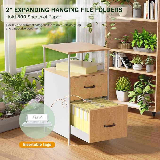Hanging File Folders Letter Size, Yellow File Folders Hanging with Tabs, Filing Folders Hanging Reinforced Plastic Folders for Filing Cabinet - 12 Pack Home Office Supplies, Yellow