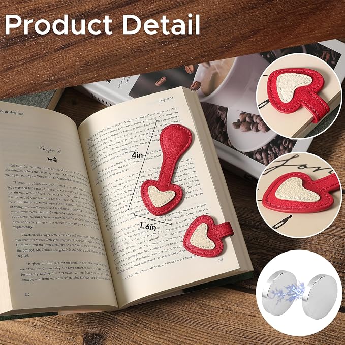 Book Weight Holder Wooden Thumb Book Page Open Weighted Bookmark Corner Reading Accessories Office Desk Decor Executive Gift for Writer Reader (Red)