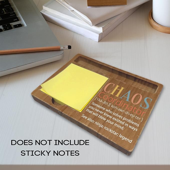 Chaos Coordinator Appreciation Gifts, 4x6 Inch Sticky Pen-holder for Office Home, Inspirational Quotes Office Desk Decor, Thank You Teachers Day Gifts for Family Friends-A19
