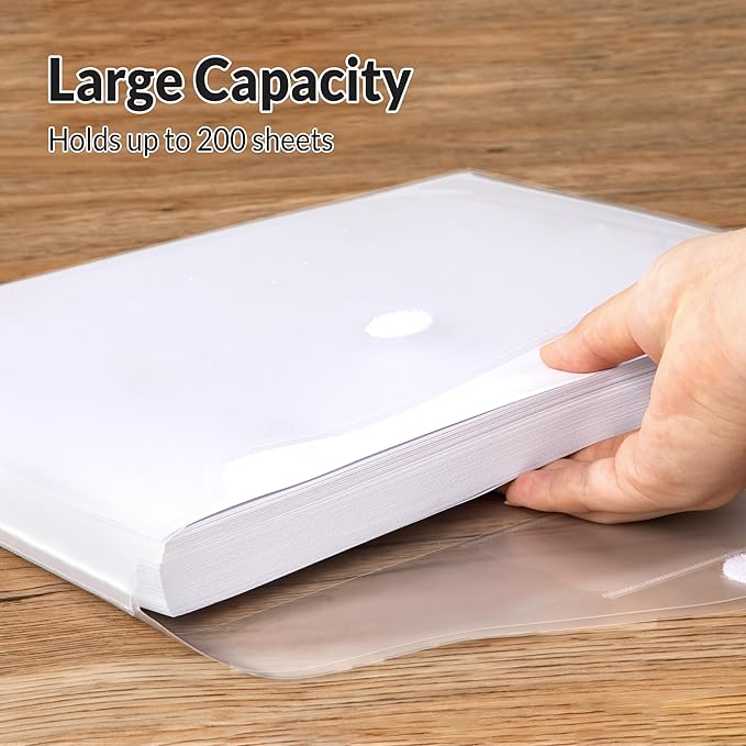 SUNEE 24 Pack Plastic Envelopes, Clear Folders for Document for A4 Letter Size, Poly File Folders with Label Pockets for School Home Office Organizer Work Supplies
