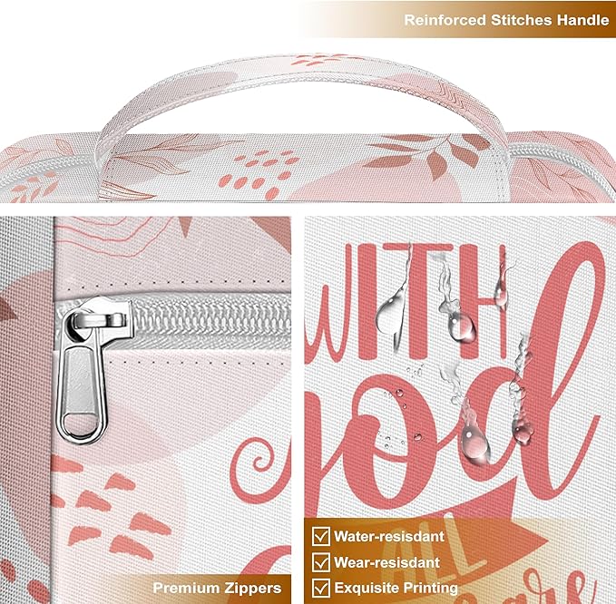 Tropical Floral Bible Cover With Handle, Study Case, Carrying Case for Christian Study, Canvas Bags, Christmas Gifts