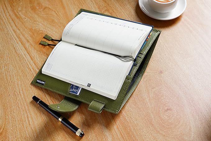 Moterm Leather Cover for Hobonichi Weeks - Fits Hobonichi Weeks/Weeks Mega, with Back Pocket (Pebbled-Olive)
