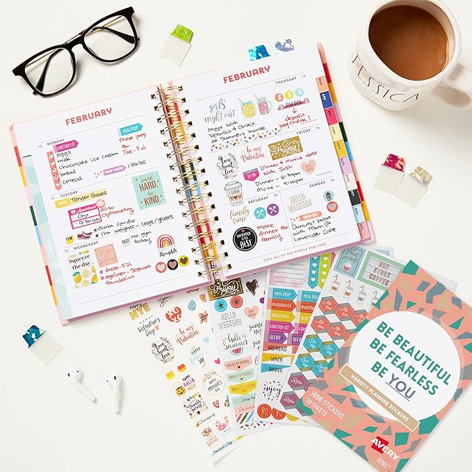 Avery Planner Stickers Variety Pack, 30 Sheets, 1,656 Productivity Stickers for Your Planner, Journal or Calendar (6785)