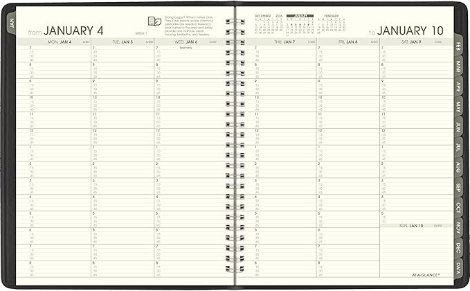 AT-A-GLANCE 2027 Appointment Book Planner, Weekly & Monthly, 7" x 8.75", Quarter-Hourly, Recycled, Black (70951G0527)