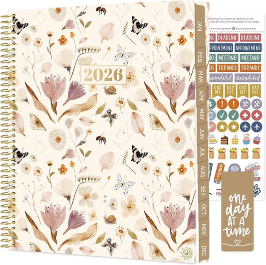 bloom daily planners 2026 Planner (January to December) - 8.5” x 11” Weekly & Monthly Dated Agenda Organizer Book with Stickers & Tabs - Flexible Soft Cover - Butterfly Garden