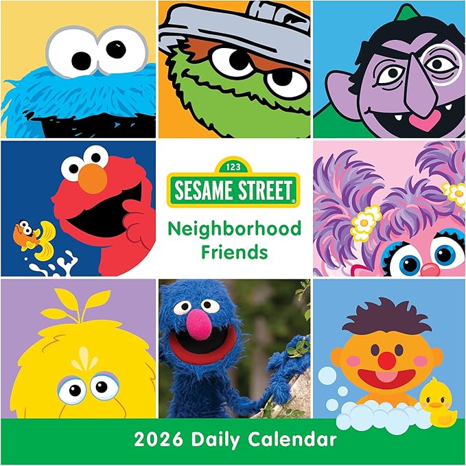 TF Publishing 2026 Sesame Street Daily Desktop Calendar - Home and Office Organization - Small Desk Calendar 2026 with Full-Color Tear-Off Pages and Standing Cardboard Easel - 5.25in x 5.25in