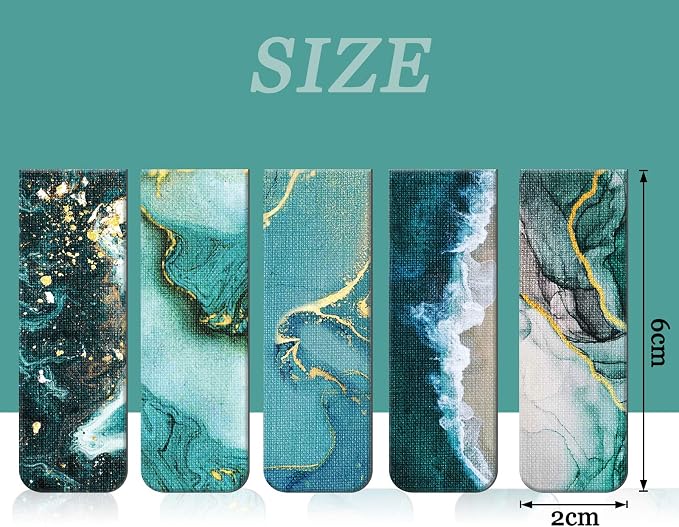 Zonon 10 Pcs Ocean Magnetic Bookmarks Blue Magnet Page Markers Funny Bookmark Gifts for Book Lovers Magnet Bookmark with Landscape for Reading Students Teachers Women Men Classroom Prize Party Favor