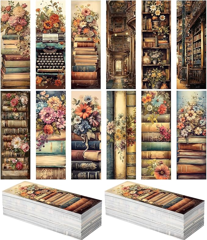 Faccito 240 Pcs Funny Bookmarks Gift Bulk 5.9 x 2.4 Inches Book Club Gift Bookish Gifts Reading Tracker for Women Book Lover Teacher Library Party School Library(Vintage)