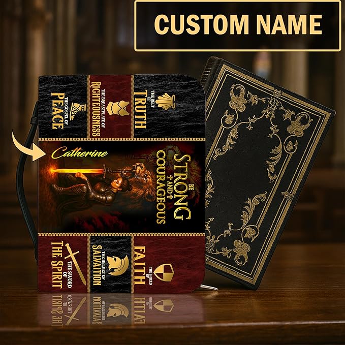 Personalized Man of God Bible Cover, God Says I Am Bible Case PU Leather, Bible Holder Handle Zipper, Faith Scripture with Name Case Bag, Religious Gifts for Church Christians Women Men (GOD-13)