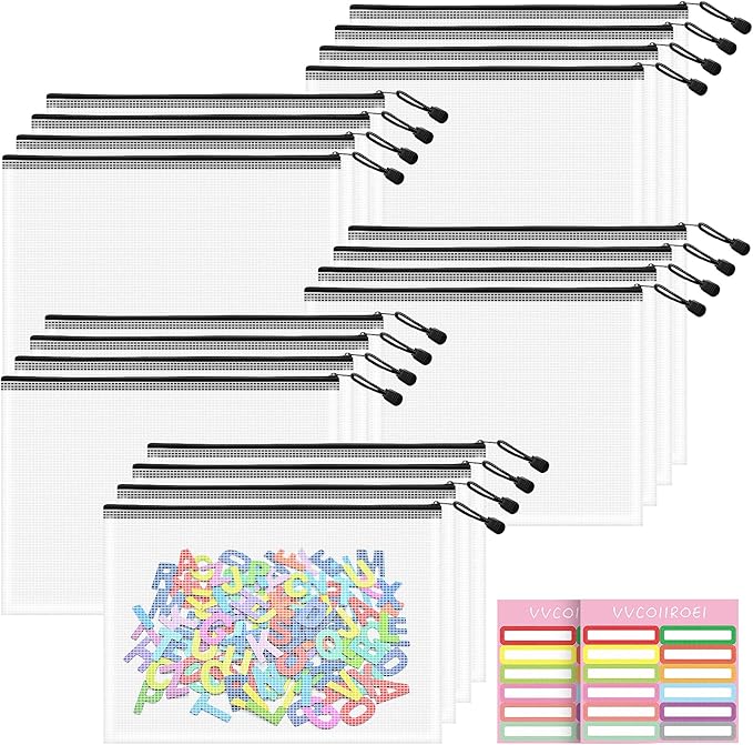 20pcs Mesh Zipper Pouch, A4 Zipper Bags for Organizing, Mesh Zipper Bag, File Organizer Pouches, Storage Pouch, Mesh Zipper Pouches for Organizing, School Office Supplies