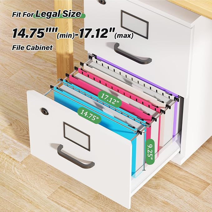 Ansook Legal Size Hanging File Folders Extra Capacity, Heavy Duty 2" Expandable Hanging Folder with Tabs,12 Pack Plastic Legal Size File Folders, File Cabinet Folders for Hanging File Folder Organizer