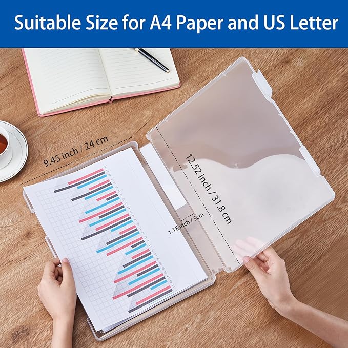 A4 Paper Storage Box 6 Pcs, 8.5 x 11 Project Case for US letter, Thick Scrapbook Storage Boxes Craft Storage Box Art Supplies Storage and Organization (12.59 x 9.45 x 1.18 inches)