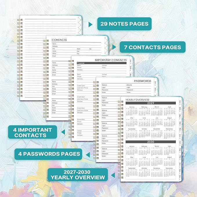 2027-2029 Monthly Planner/Calendar - 3 Year Monthly Planner 2027-2029, January 2027 - December 2029, 6.3" x 8.4", 36 Monthly Planner with Tabs, 29 Notes Pages, Hardcover, Inner Pocket - Oil Painting