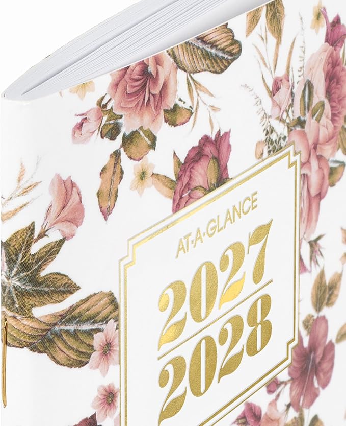AT-A-GLANCE 2027-2028 Planner, 2 Year Monthly Planner, 3.5" x 6", Pocket Size, Badge, Floral (1842F-021-27)
