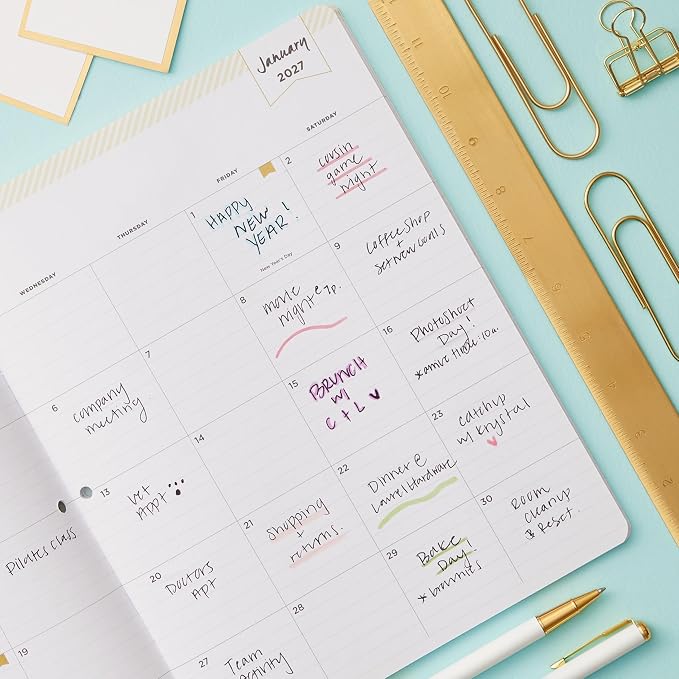 Blue Sky Day Designer 24 Month 2027 Monthly Planner Calendar, January 2027 - December 2028, 8.5" x 11", Flexible Cover, Stapled Binding, Orange Blossom Mint