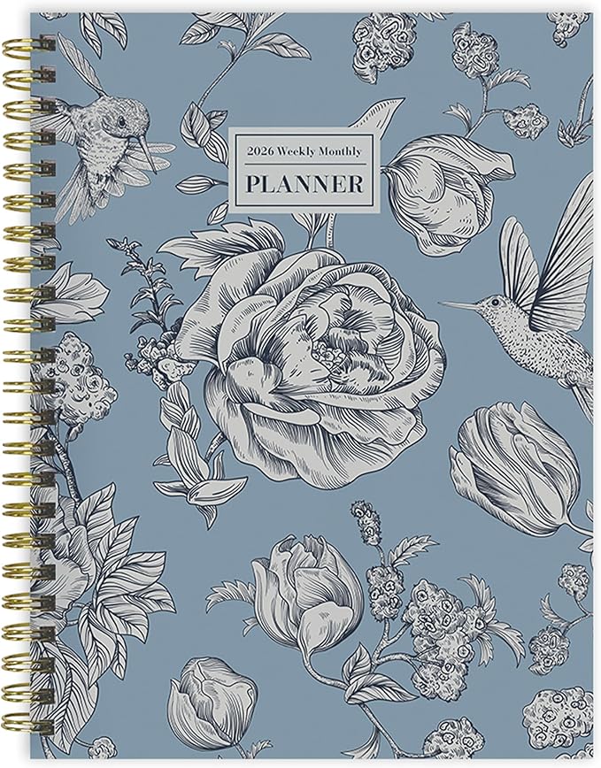TF Publishing 2026 Garden Roses Medium Weekly Monthly Planner with 12-Month Calendar Grid, Notes, and Priorities Section - Weekly Schedule Planner with Habit Tracker and Stickers - 6.5in x 8in