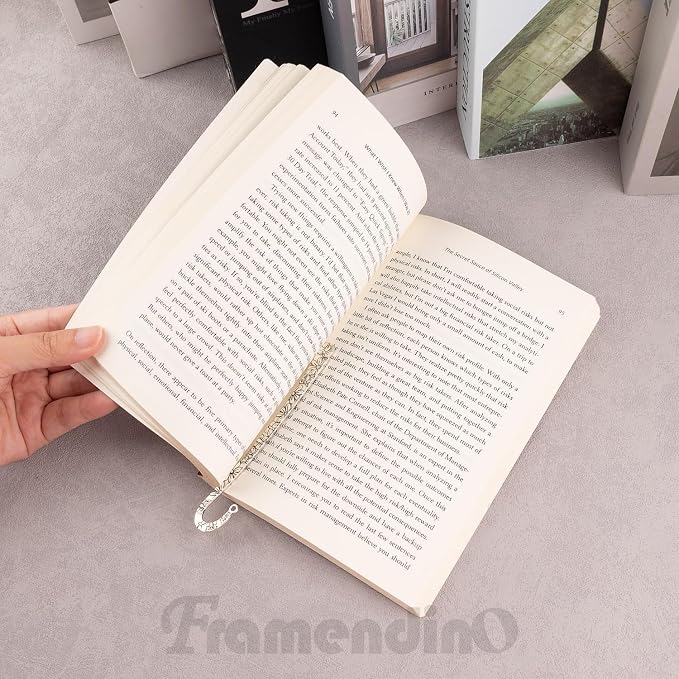 Framendino, 12 Pack Metal Bookmark Hairpin Hook Antique Tibetan Silver Carved Book Marks with Loop for Crafting