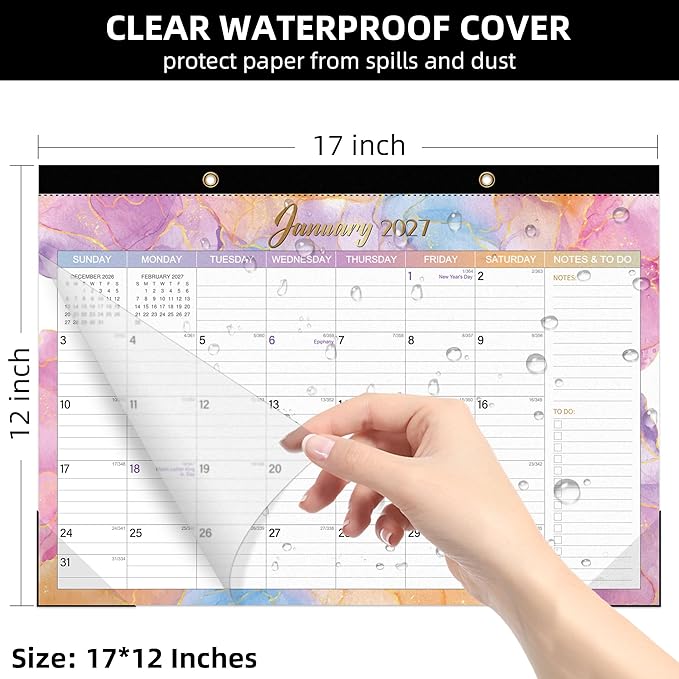Tcamp Desk Calendar 2026-2027, Large Desktop/Wall Monthly Calendar (Jul. 2026 - Dec. 2027) 17'' x 12'', 18 Months Desk Pad Calendar for Home School Office