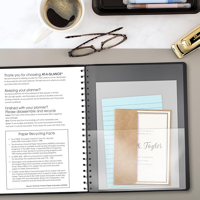 AT-A-GLANCE 2027 Appointment Book Planner, Weekly & Monthly, 8.25" x 11", Half-Hourly, Contemporary, Black (70950X0527)