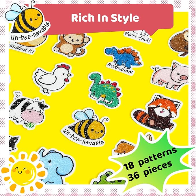 36 PCS Sensory Stickers Calm Strips, 2 Textures Anxiety Relief Items Mental Health Stickers Stress Relief Gifts Fidgets for Classroom Desk School Office Counselor (Large)