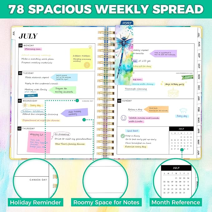 Planner 2026-2027, 18 Month Weekly and Monthly Academic Planner, July. 2026 - Dec. 2027, 9" x 11.6" A4 Large Hardcover Calendar Planner with Page Tabs, Separator Page, Inner Pocket, Bookmark, Stickers, Sticky Note Set