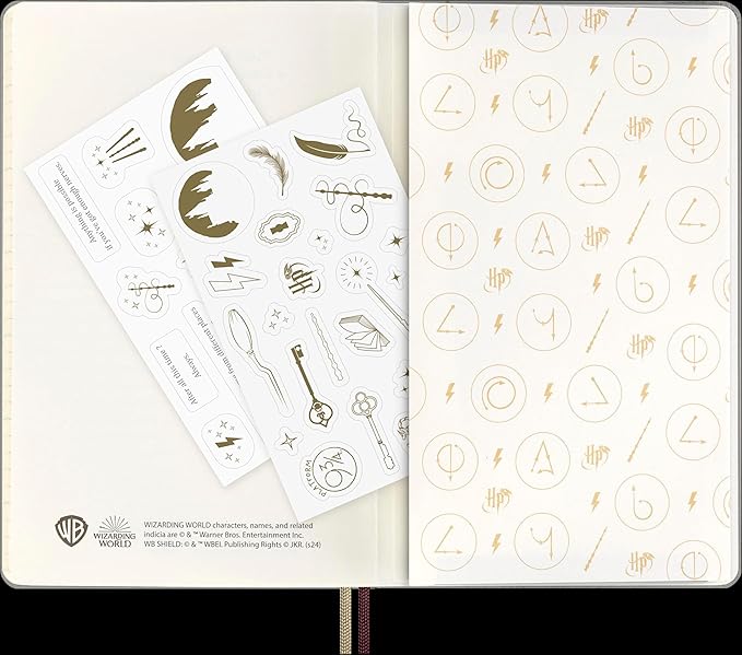 Moleskine Wizarding World Harry Potter Limited Edition Spells Collection, 12 Month 2025 Weekly Planner, Wingardium Leviosa spell cover, Hard Cover, Large (5" x 8.25"), Pearl Grey, 144 pages