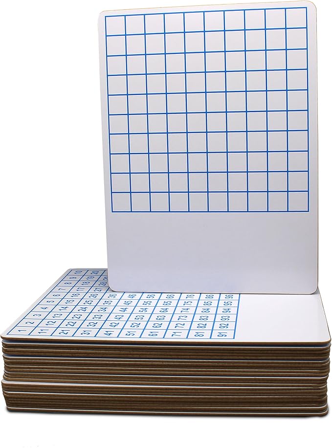 Flipside Products 9" x 12" Two Sided Dry Erase Board Hundreds Grid, Learn to Count, Counting Aid, Number Chart, Classroom and Home, Pack of 24