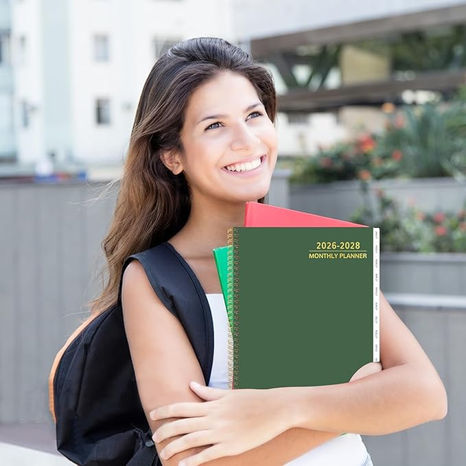 2026-2028 Monthly Planner 2 Year Monthly Planner/Calendar 2026-2028, 24 Months Calendar Planner Jul 2026 – Jun 2028, 9" x 11", Tabs, Double-Side Pocket, Holidays, Thick Paper - Dark Green