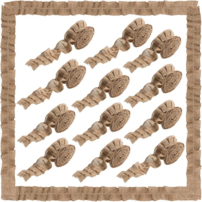 Buryeah 12 Rolls Ruffled Bulletin Board Borders Burlap Bulletin Board Border Farmhouse Classroom Decor DIY Border Trims Crafts Classroom Home Decoration