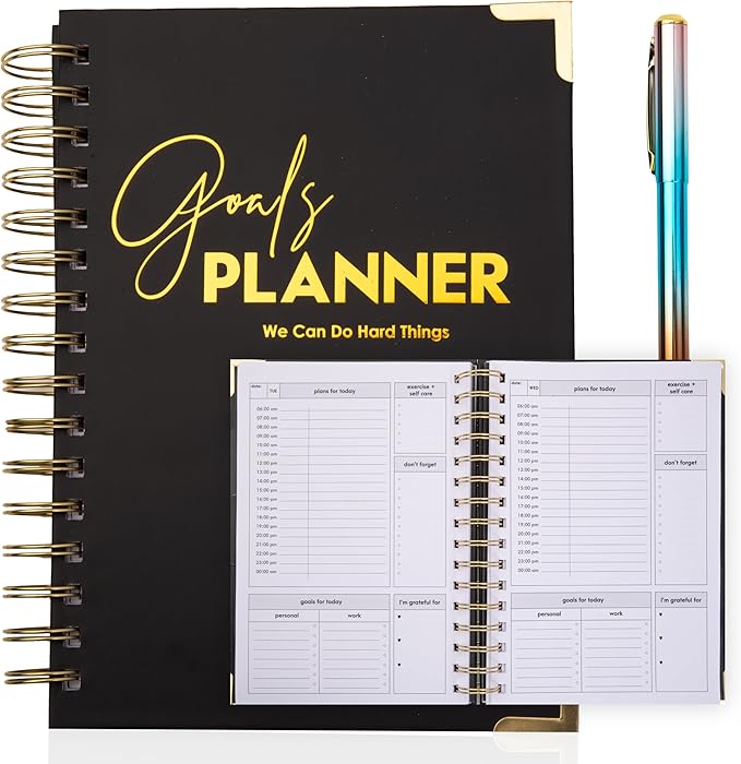 Daily Planner Undated - Aesthetic Undated Planner Notebook with To-Do List- Project Management Planner for Easy Organization and Task Boosting Productivity- 208-pages-A5 goal planner with pen