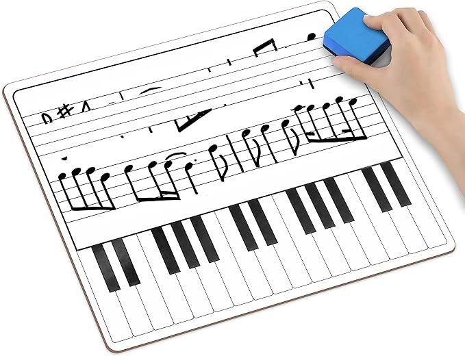 SCRIBBLEDO 11 x 14 Inch Keyboard Practice Dry Erase White Board Lapboard Durable Portable Double Sided Music Whiteboard for Kids Students Musicians Music Class Supplies