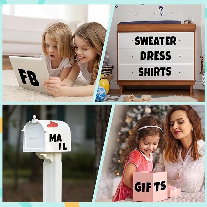504 PCS Bulletin Board Letters 42 Sheets Large Letter Stickers Vinyl Waterproof Self-Adhesive Alphabet Sticker Letters for Poster Board Display Classroom School Mailbox Home Decor (3 Inch, Black)