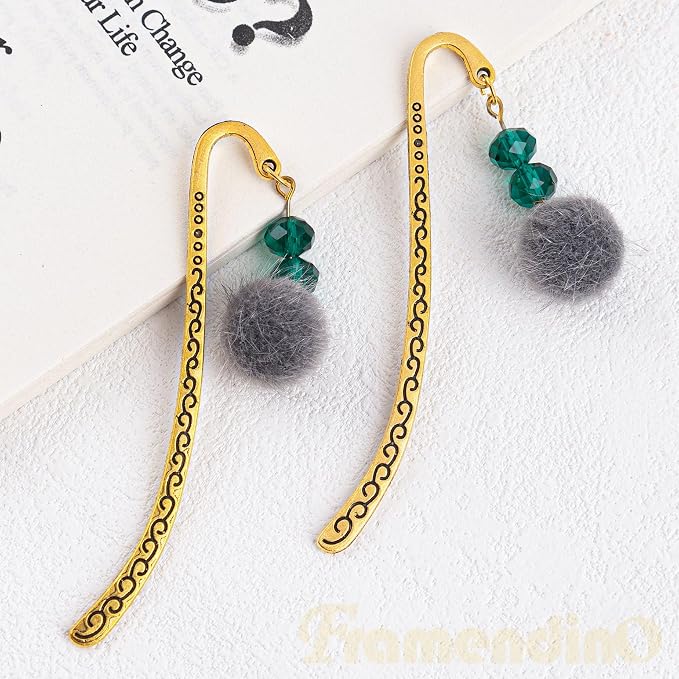 Framendino, 20 Pieces Alloy Bookmark Hook Retro Metal Tibetan DIY Bookmarks for Reading Enthusiasts (Gold)