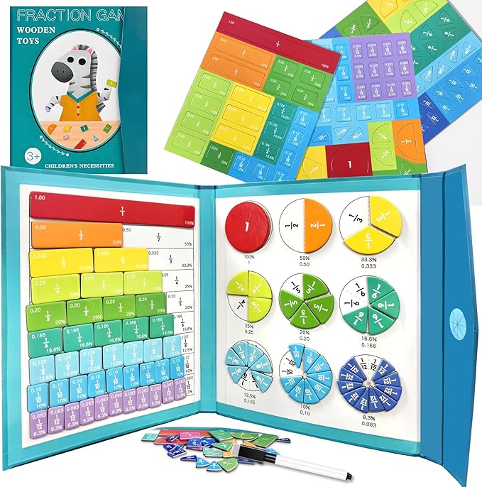 Magnetic Fraction Educational Puzzle Fraction Tiles and Circles, Equip Magnetic Score Disk Demonstrator,Math Manipulatives Enhance Early Primary School Students Mathematical Skills